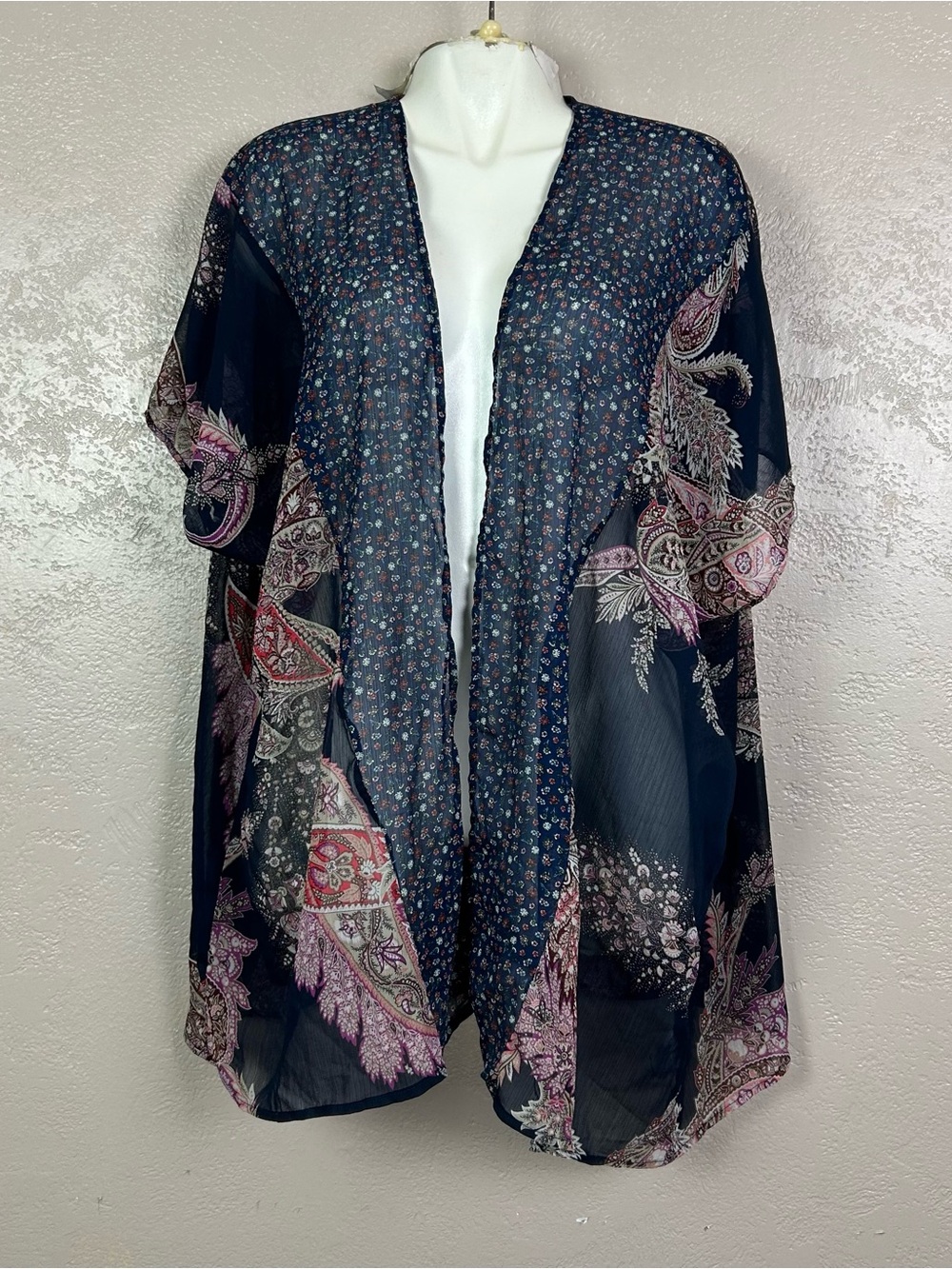 Choose 5 for $30 Maurices Navy Blue Sheer Paisley Open-Front Kimono